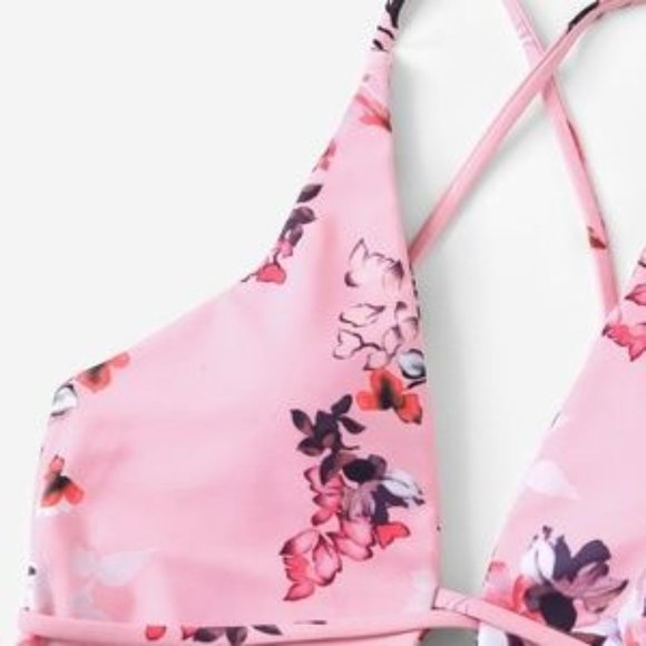 NEW Pink Floral One-Piece Bathing Suit - Picture 3 of 4